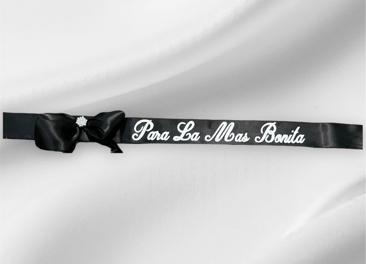 Customizable Ribbon with Bow And Rhinestones - Font 1