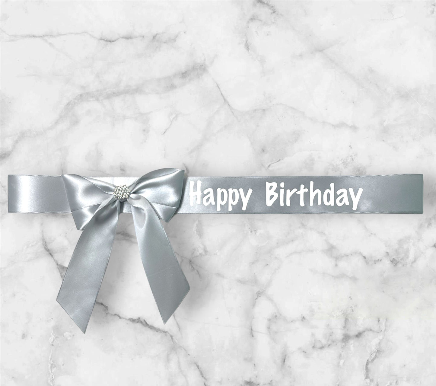 Customizable Ribbon with Bow And Rhinestones -  Font 2
