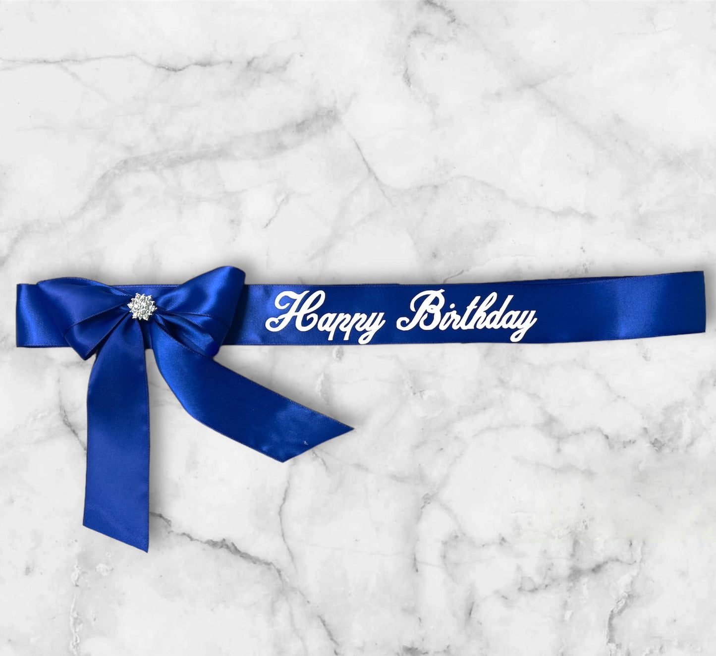Customizable Ribbon with Bow And Rhinestones - Font 1