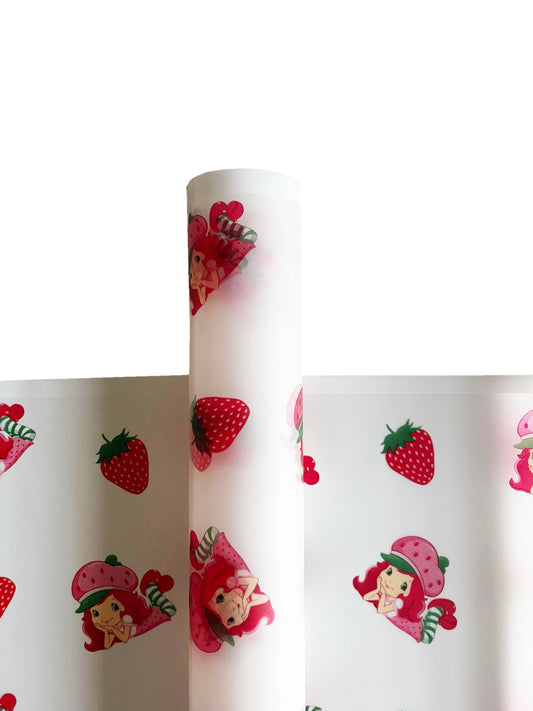 Strawberry Shortcake Flower Wrapping Paper - White